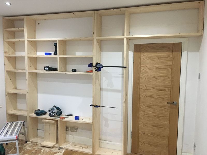 Shelf frame going up