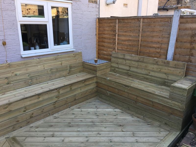The finished deck and bench from the other side