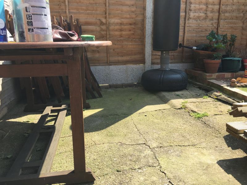 The garden cleared for the frame