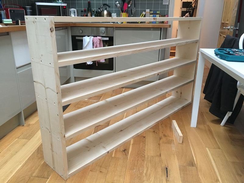 Shoe rack during the build