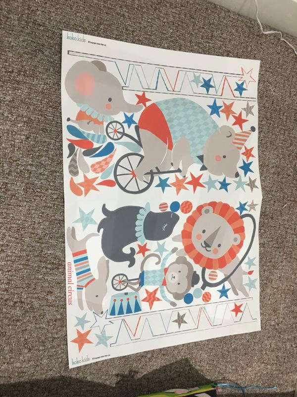 The sticker sheets before going up