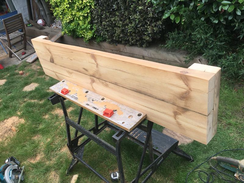 The bench taking shape on the workbench