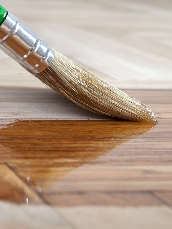 Wooden floor being varnished